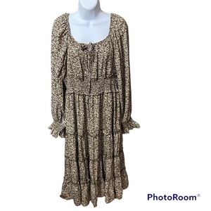 Piper & Scoot Womens Tiered Floral Lightweight Square Neck Midi Dress NWT SZ XL